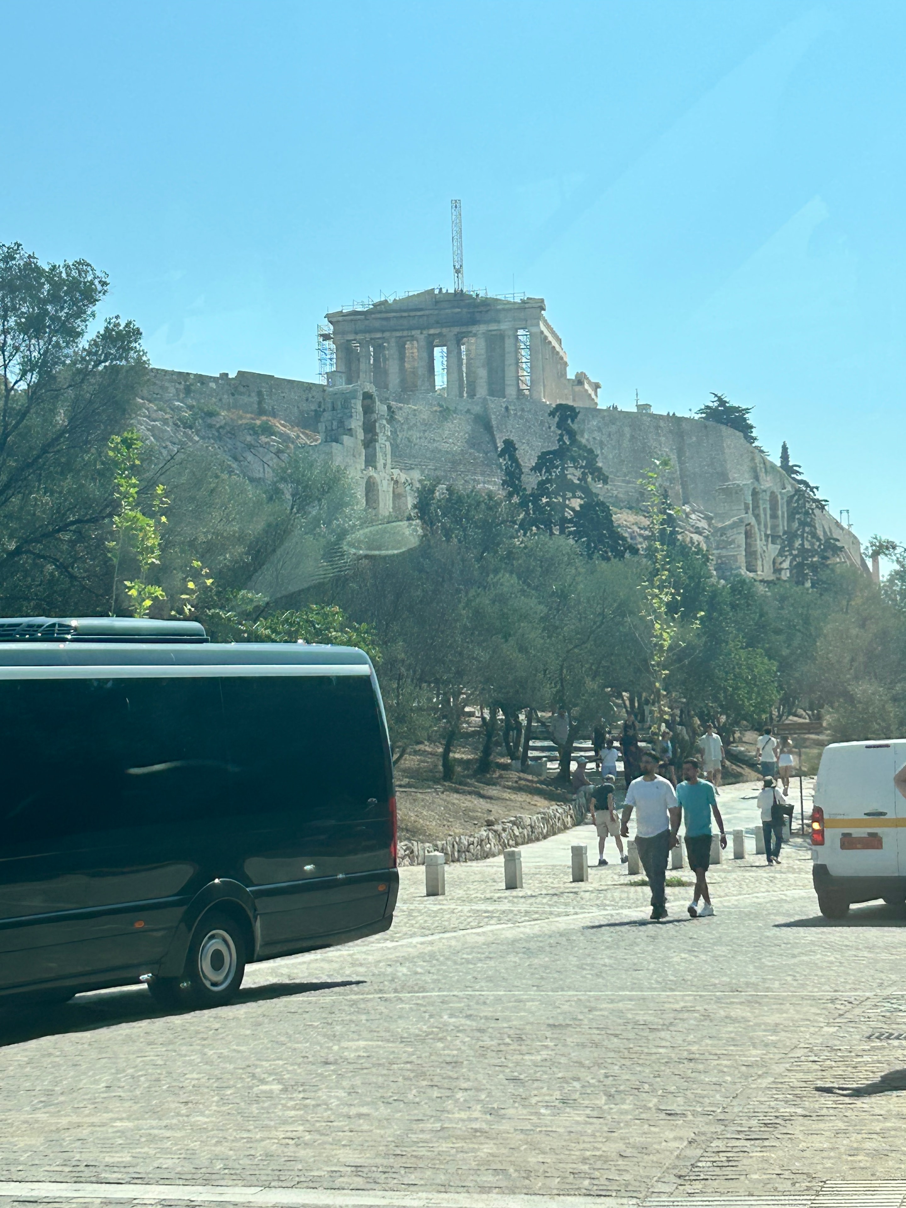 The Parthenon columns up close at the Acropolis summit